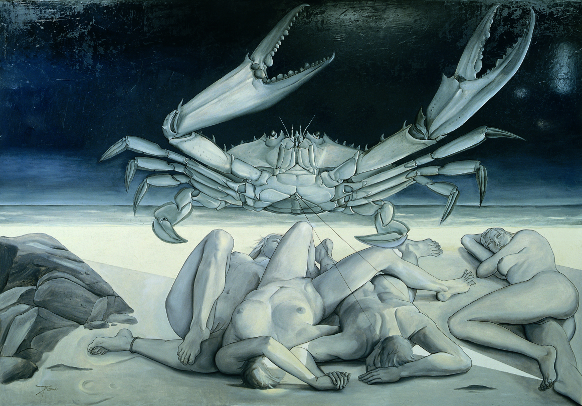  Nus et crabe 2001 huile sur toile 230 x 330 cm