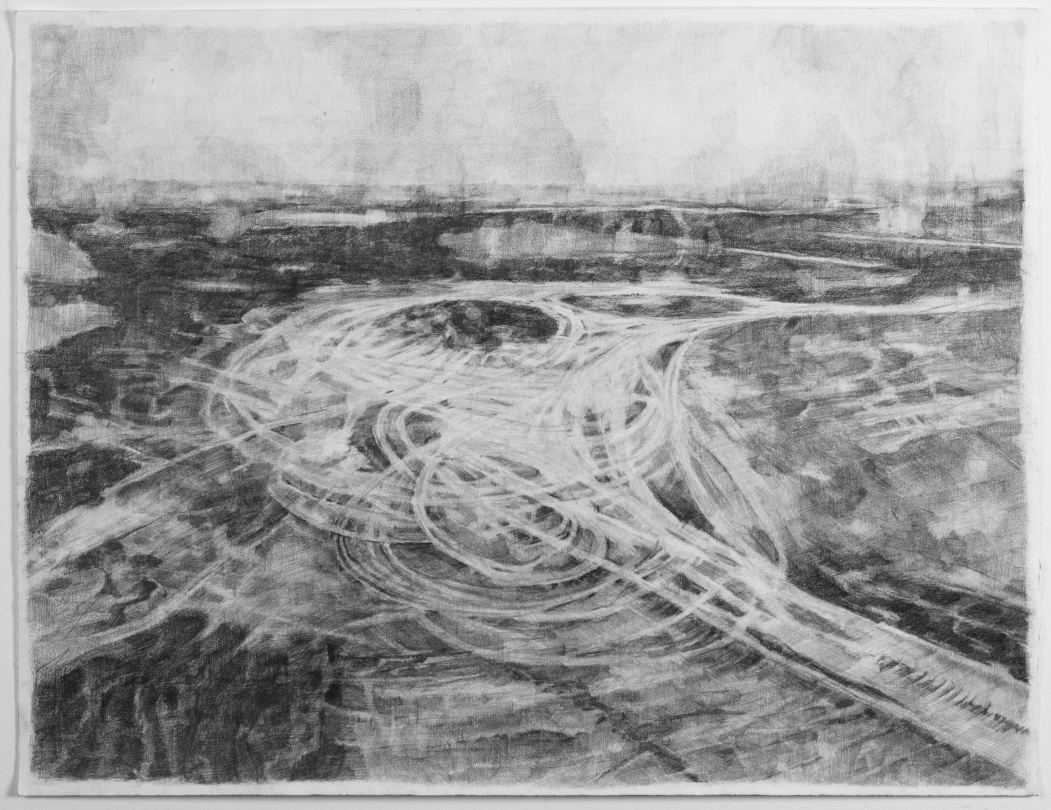 Félix Rodriguez-Sol, "La vallée creuse #15", graphite sur papier Arches, 50 x 65cm, 2019