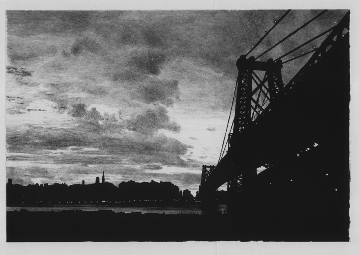 Williamsburg Bridge, Jean-Baptiste Sécheret Lithographie, 2006
