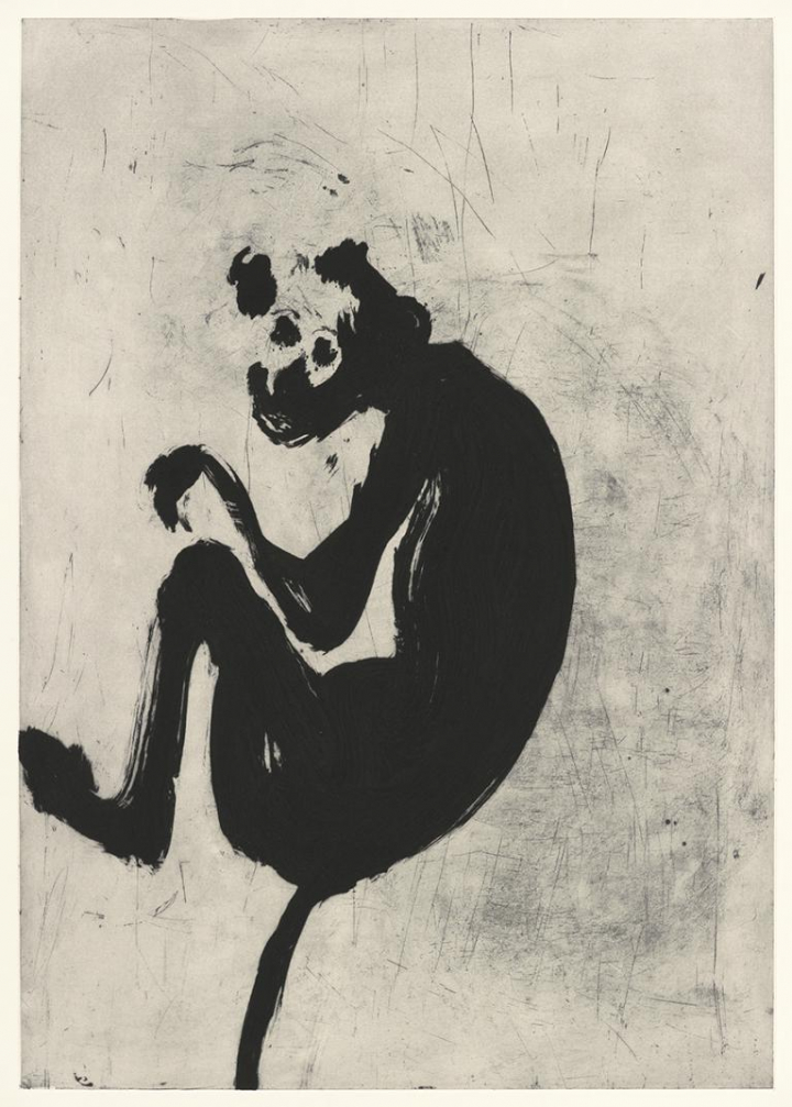 Astrid de la Forest, Singe N°7, 2009,  carborundum et pointe sèche, 70 x 100 cm.