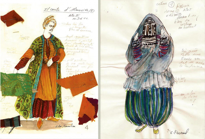 Esquisses des costumes créés par Elsa Pavanel.  Photo DR / Opéra national de Paris