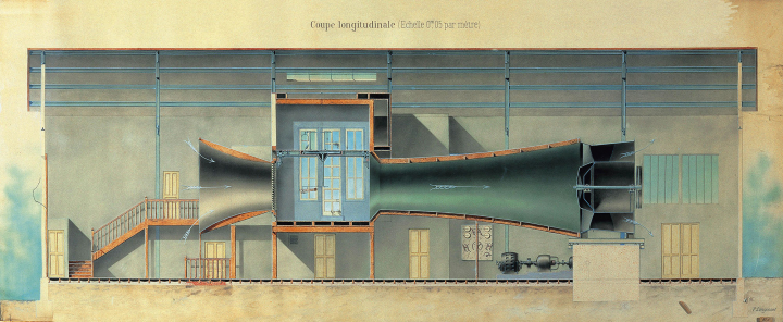 Coupe de la soufflerie Eiffel, toujours en activité, dans le 16e arrondissement de Paris