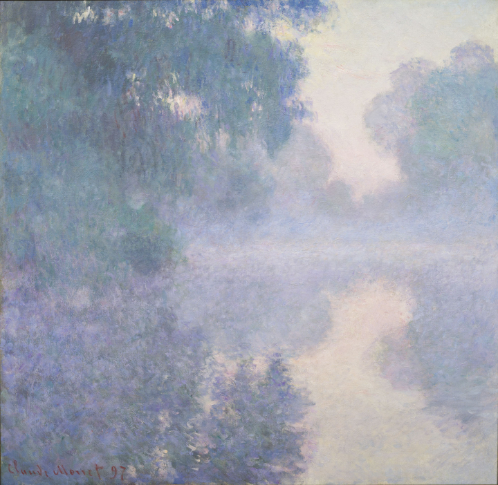 Claude Monet, Bras de Seine près de Giverny, soleil levant, 1897, huile sur toile, 91 × 93 cm. Dépôt de la Fondation Ephrussi de Rothschild, Paris, musée Marmottan Monet. © Christian Baraja SLB