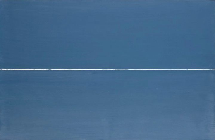 Geneviève Asse, Ligne blanche, 2009, huile sur toile, 60 × 92 cm.