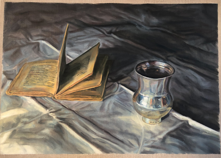 Dominique Renson, Ma timbale et lettres a un jeune poéte, 2022, 46 X 33 cm