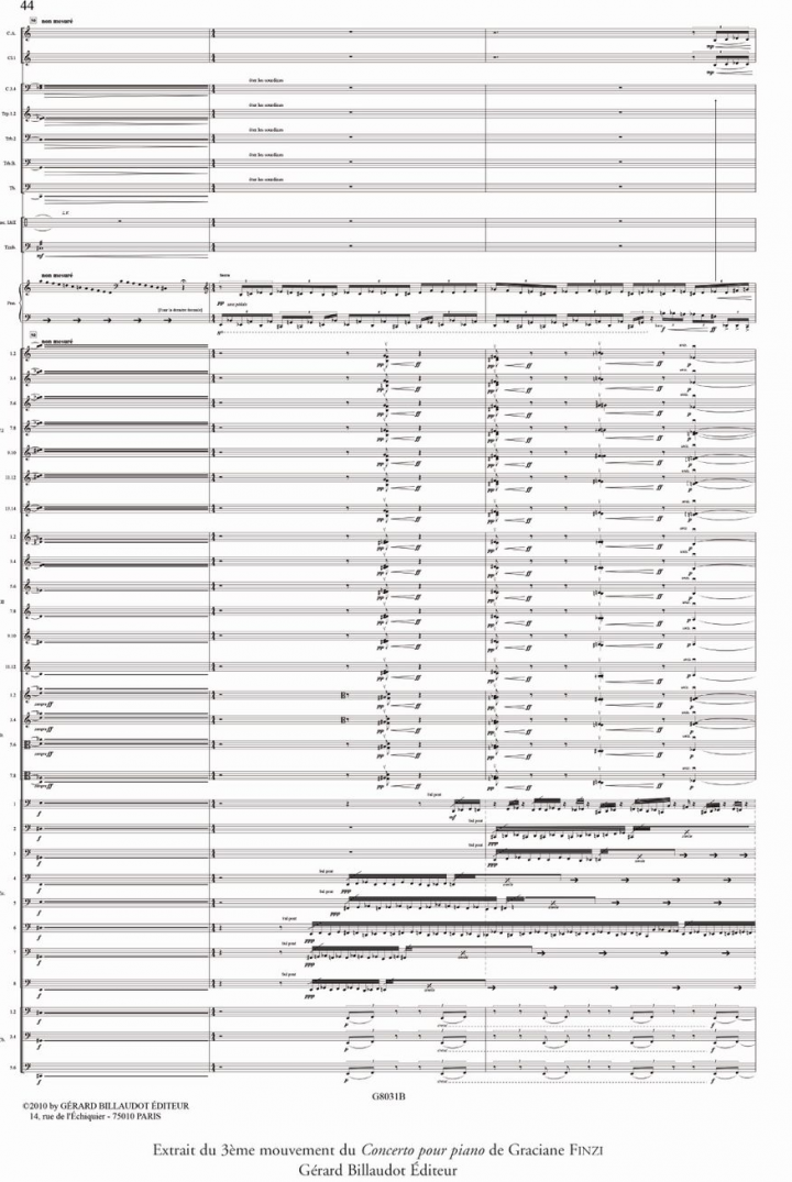 page extraite de son Concerto pour piano et orchestre 