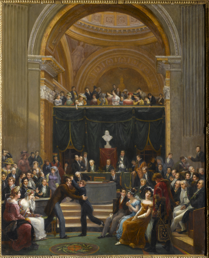 Remise d'un prix de l'Académie des beaux-arts sous la Restauration, Philippe-Auguste Hennequin, huile sur toile © Institut de France_Georges Fessy