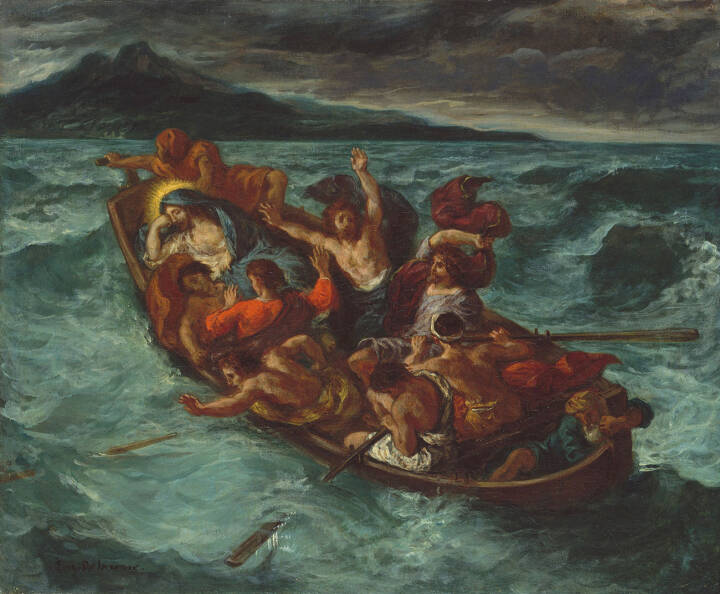 Eugène Delacroix (1798-1863), Le Christ endormi pendant la tempête, série du Christ sur le lac de Genesareth, vers 1853, huile sur toile, 50,8 x 61 cm. Metropolitan Museum of Art, New York, États-Unis