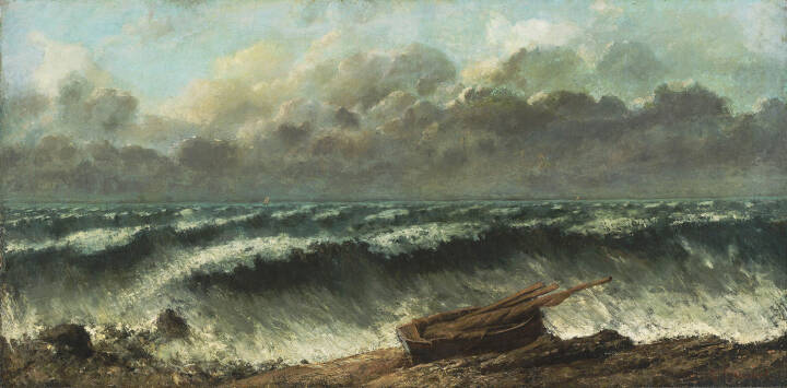 Gustave Courbet (1819-1877), Vagues, 1869, huile sur toile, 94,3 x 169,9 cm. Don de John G. Johnson pour le W. P. Collection Wilstach, 1905. Philadelphia Museum of Art, Philadelphie, États-Unis.