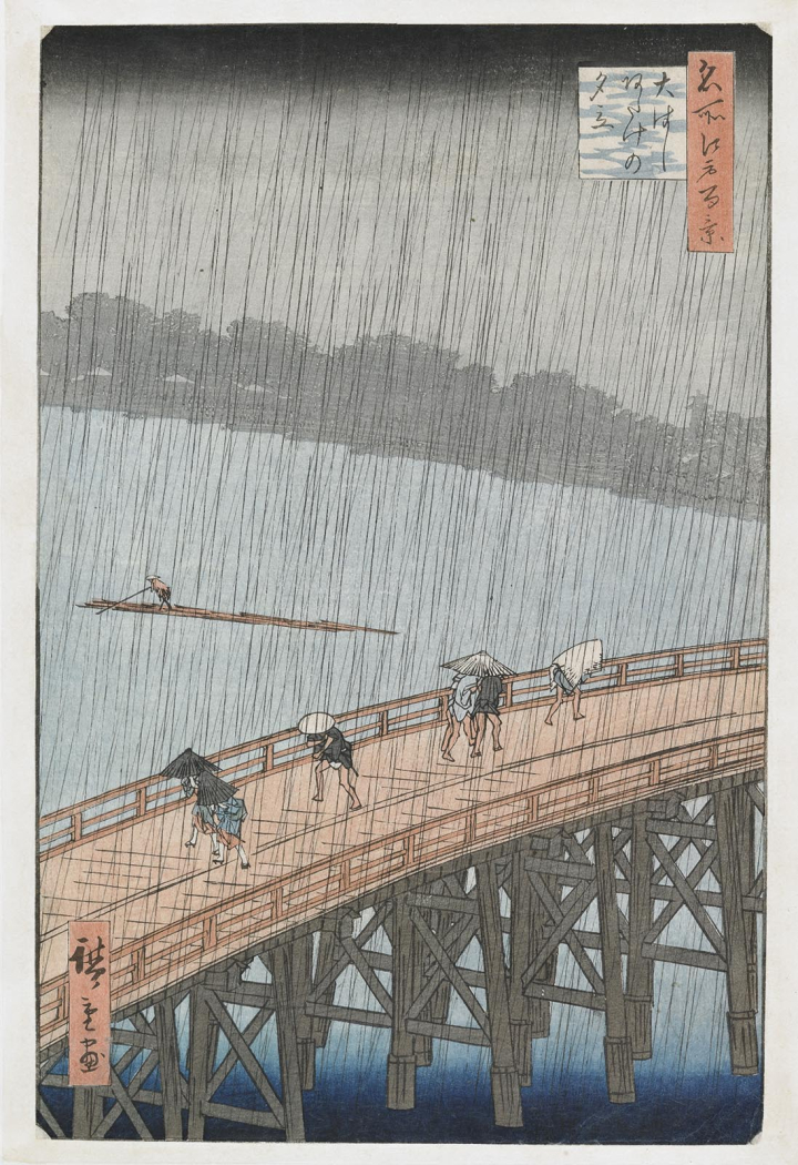 Utawaga Hiroshige, Ohashi, averse soudaine sur le pont d’Ataké