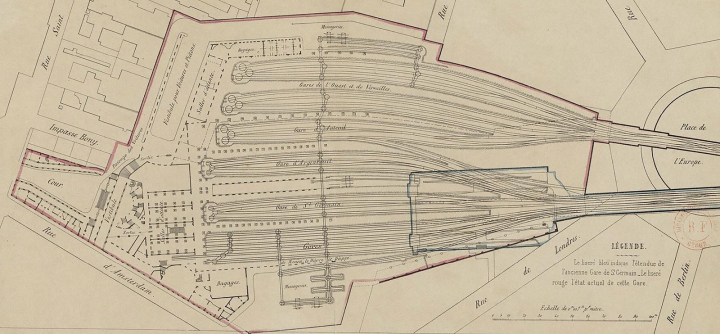 ensemble des lignes composant la gare Saint-Lazare : les gares de l’Ouest et Versailles, d’Auteil, d’Argenteuil, de Saint-Germain, de Rouen, Le Havre et Dieppe