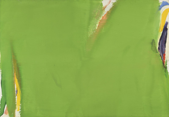 Olivier Debré (1920-1999),  Tout vert, taches violette et jaune, Touraine 1986