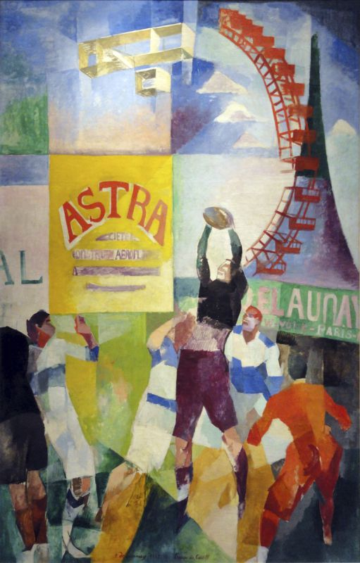 Robert Delaunay (1885-1941), « L’Équipe de Cardiff », 1913, huile sur toile, 326 × 208 cm. Musée d'Art Moderne de la ville de Paris.