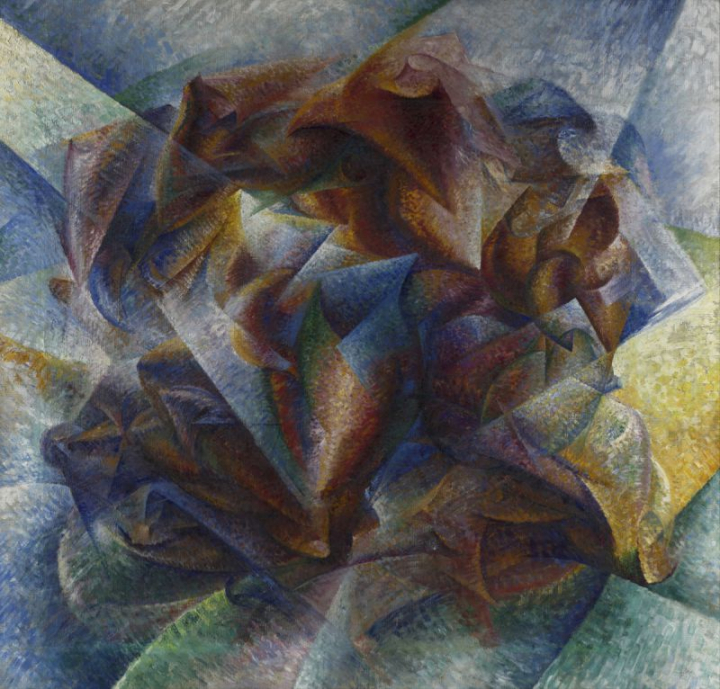 Umberto Boccioni (1882-1916), « Dynamisme d’un footballeur », 1913, huile sur toile. 193 x 201 cm. Museum of Modern Art, New York.