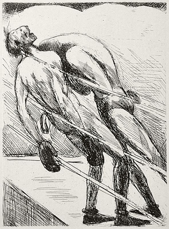 André Dunoyer de Segonzac (1884-1974), gravures à l’eau-forte extraites de « Tableau de la boxe » par Tristan Bernard, 1922, éd. de la Nouvelle Revue française.