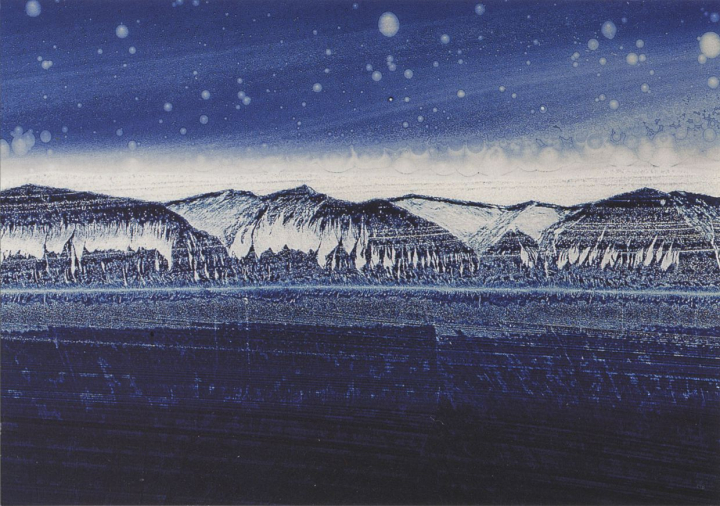 Jean-Pierre Sudre (1921-1997) : de la série « Paysage Matériographique », 1972-1975, virage au bleu. Collection particulière.