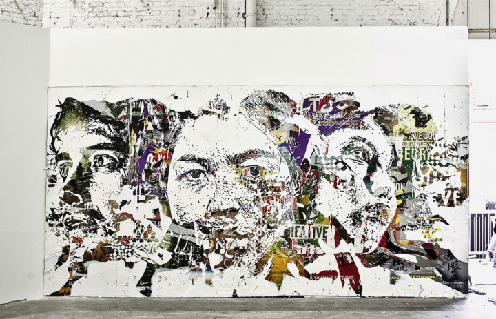 Œuvre de Vhils, exposition « Street Generations(s) – 40 ans d’art urbain » à la Condition Publique, à Roubaix, 2017. Photo Stéphane Bisseuil