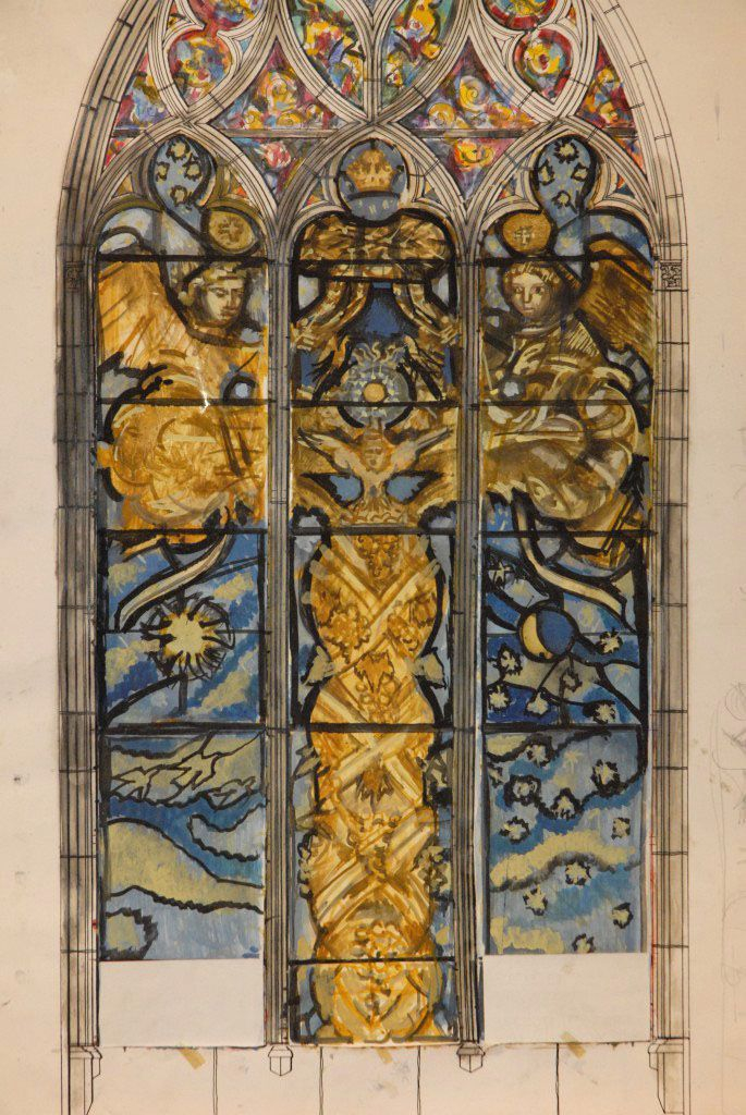 Esquisses des vitraux des baies et chapelles du chœur de la Cathédrale Sainte-Croix d'Orléans, Loiret (1993-2003). Photo © DRAC Centre-Val de Loire et Atelier Pierre Carron