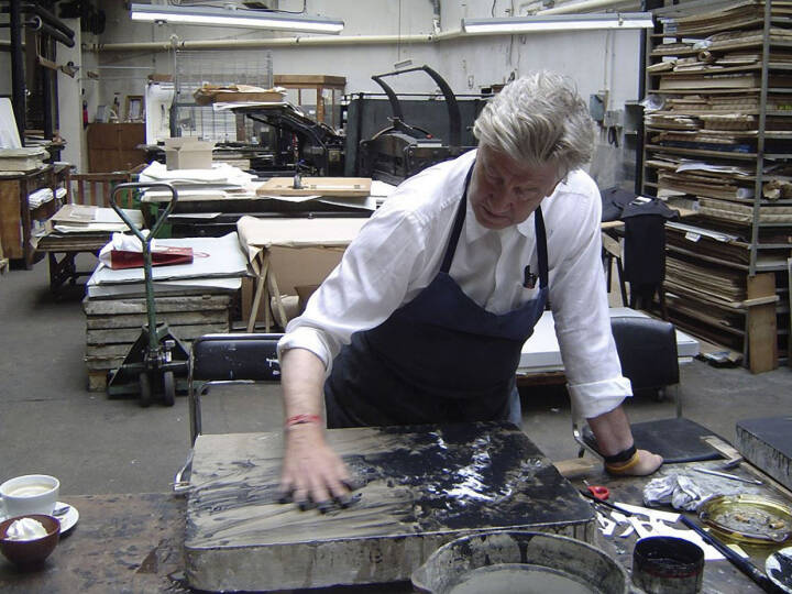 David Lynch dans les ateliers Idem. Photo DR