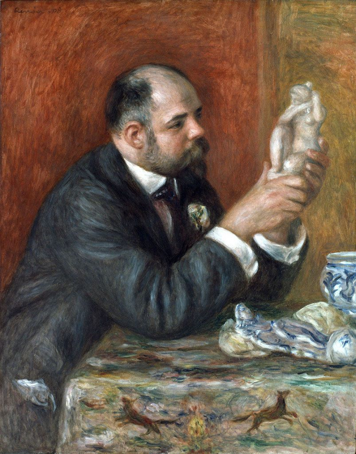 Auguste Renoir (1841-1919), « Ambroise Vollard », 1908, huile sur toile, 82 × 65 cm. Portrait du marchand d’art (1866 -1939), qui observe une statuette d’Aristide Maillol. Institut Courtauld, Londres.
