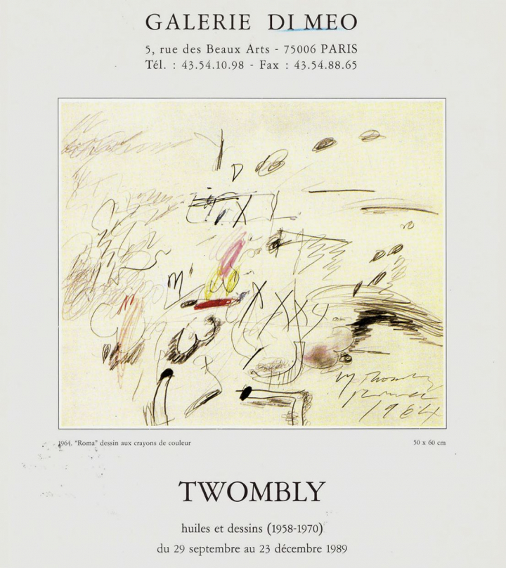 Affiche de l’exposition Cy Twombly (1928-2011), en 1989. Photo DR