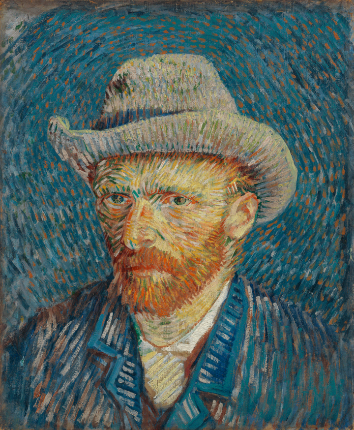 Vincent van Gogh (1853–1890), Autoportrait au chapeau de feutre, hiver 1887–1888, huile sur toile, 44 x 37,5 cm. Van Gogh Museum, Amsterdam, Pays-Bas.