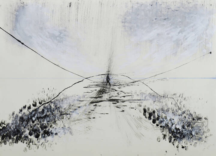 Jean Anguera, Paysage traversé, huile sur toile, 2023, 74 x108cm. Collection particulière.