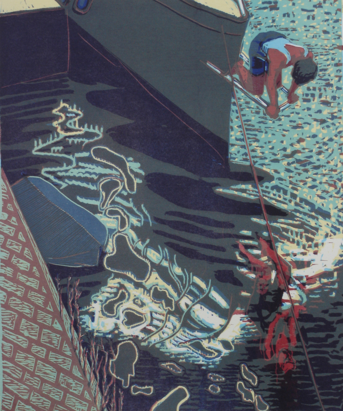  Wendelien Schönfeld, Narcisse, 2000. Gravure sur bois en couleur
