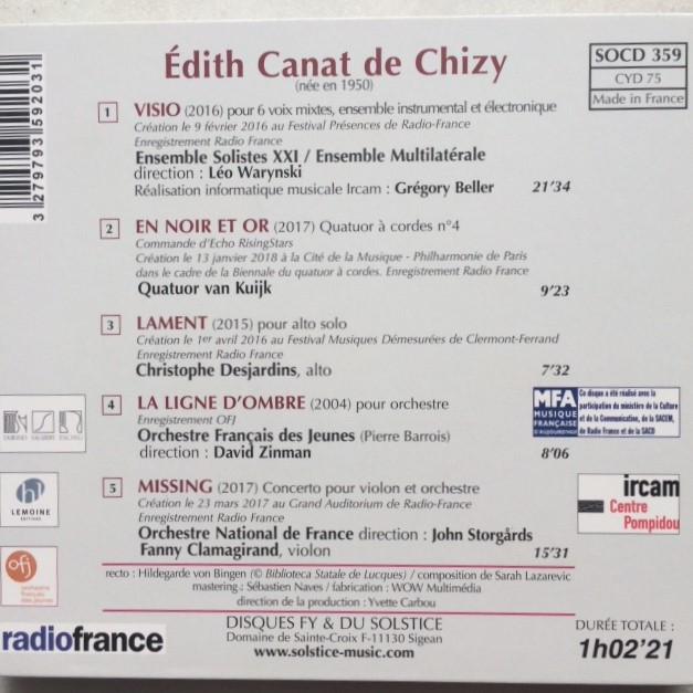 Pochette de CB Edith Canat de Chizy