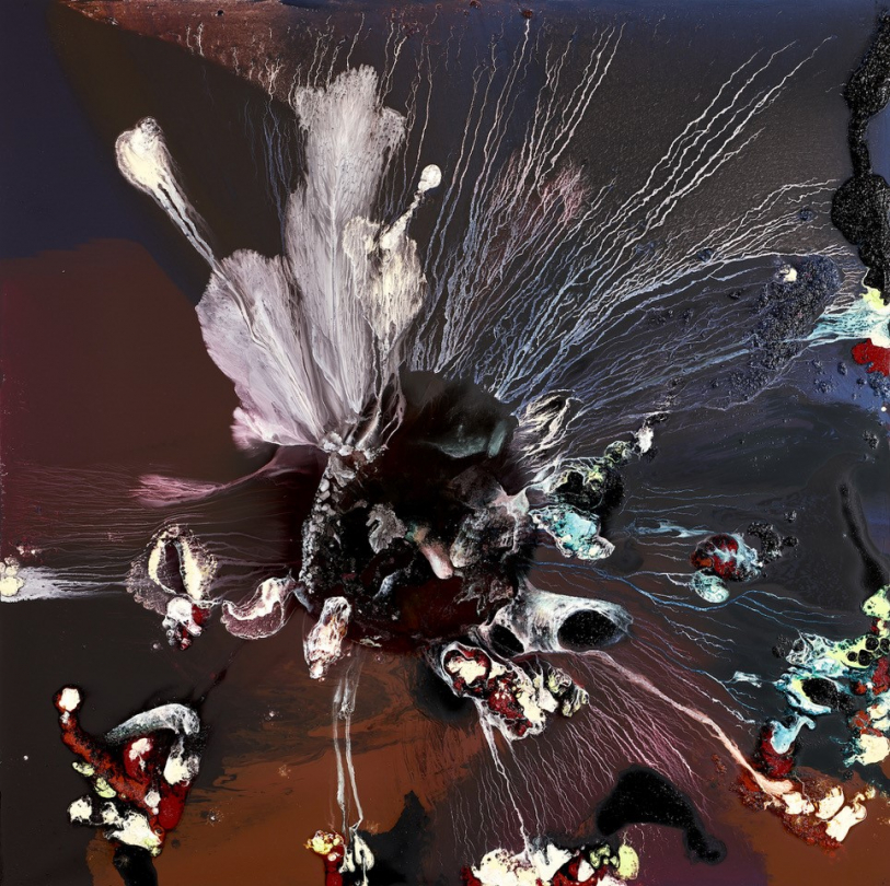 Lionel Sabatté, "Crépitement durable", 2019 - Huile sur toile - 195 x 195 cm - Courtesy Galerie Ceysson et Bénétière - Crédits photo Studio Rémi Villaggi