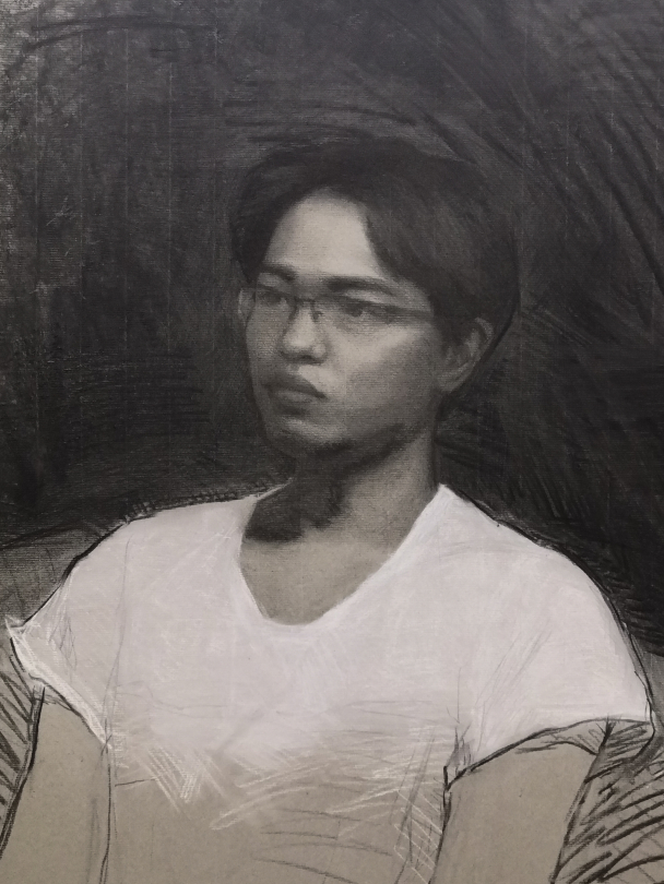 Antoine Gaillard, "Jarvis", fusain et craie blanche sur papier, 45x60 cm, 2020