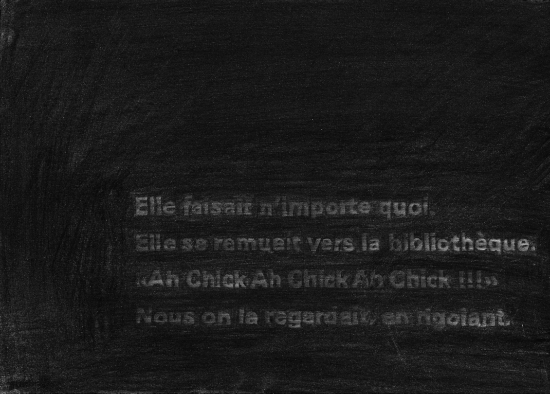 Justine Joly, "Les mésanges (3)", fusain sur papier, 20x30 cm, 2020