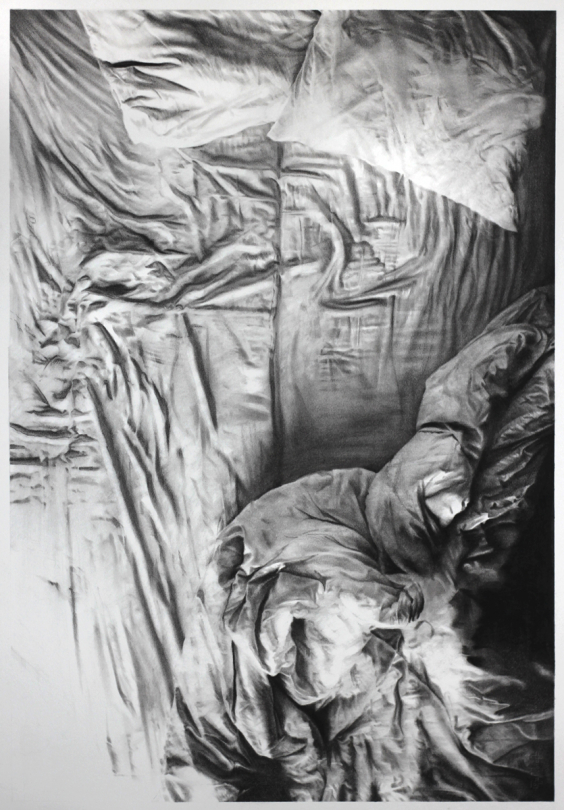Thomas Julliot-Decker," Relief aléatoire de l'intime", 2019, fusain sur papier, 75 x 52 cm