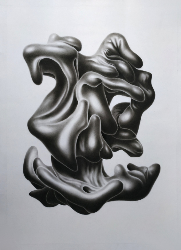 Vincent Anaskieviez, "Hypnos II : Stimulus N°10", crayon pierre noire et graphite, 75 x 55 cm, 2019