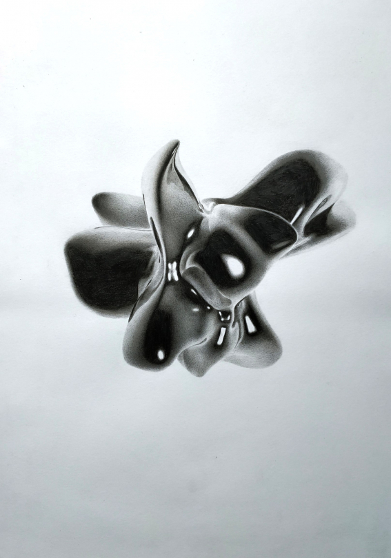 Vincent Anaskieviez , "Sur un air de Saturne N°3", crayon de couleur noir et crayon de papier,  42 x 29,7 cm, 2020