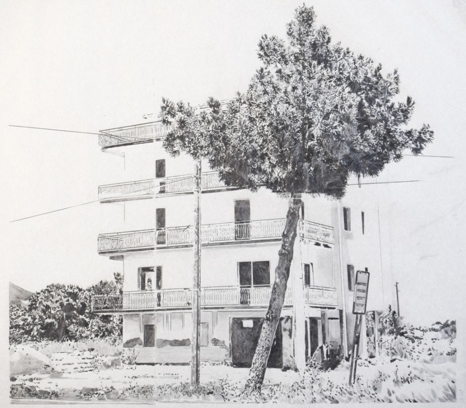 Julia Chaffois, "Pinetamare", crayon conté et carbone sur papier japonais,  60 x 55 cm, 2018