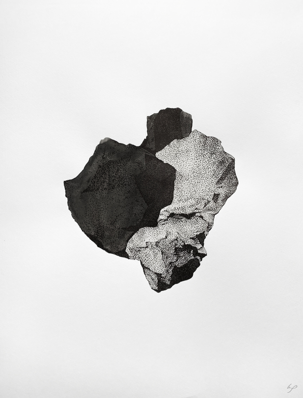 Gaultier Rimbault-Joffard, "Roche 02", stylo encre noir sur papier, 65  x 50cm, 2020