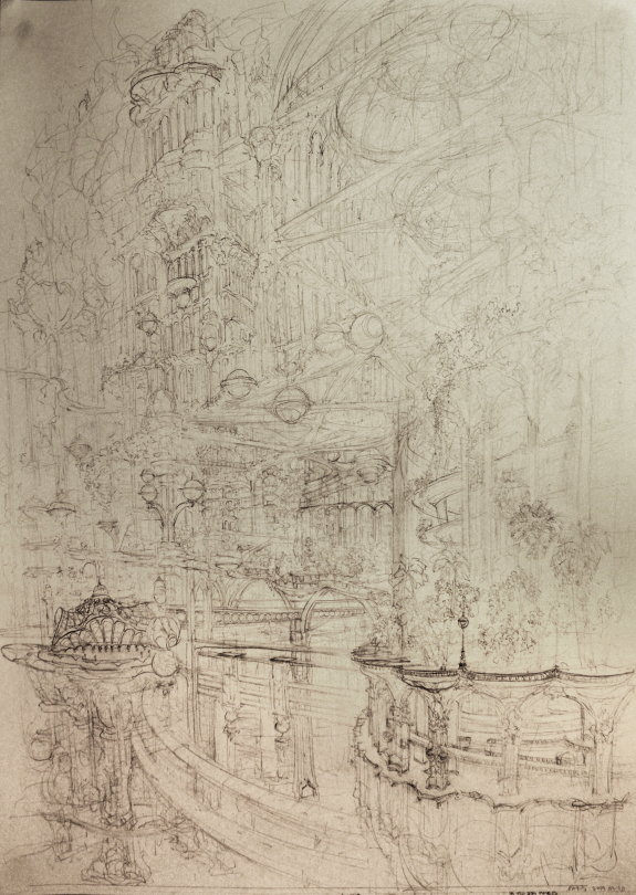 Raphaël Tétreault-Boyle, "Les Balustrades ", graphite sur papier, 59,5 x 42 cm, 2019